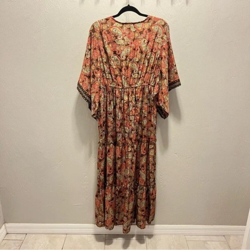 Anthropologie Me 2 Magic Paisley Print Boho Maxi Dress Sz L